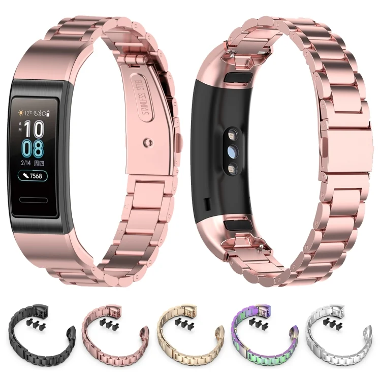 EDA00389401_B1.webp For Huawei Band 4 Pro (TER-B29S) / Band 3 Pro (TER-B29) / Band 3 (TER-B09) Three Beads Steel Wrist Strap Watchband - Image 2