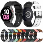 For Samsung Galaxy Watch5 44mm / 40mm Silicone Leather Black Buckle Watch Band - Image 2