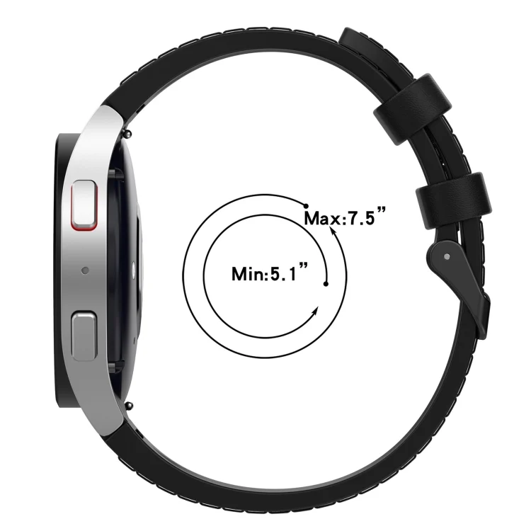 EDA003924301_B4.webp For Samsung Galaxy Watch5 44mm / 40mm Silicone Leather Black Buckle Watch Band - Image 5