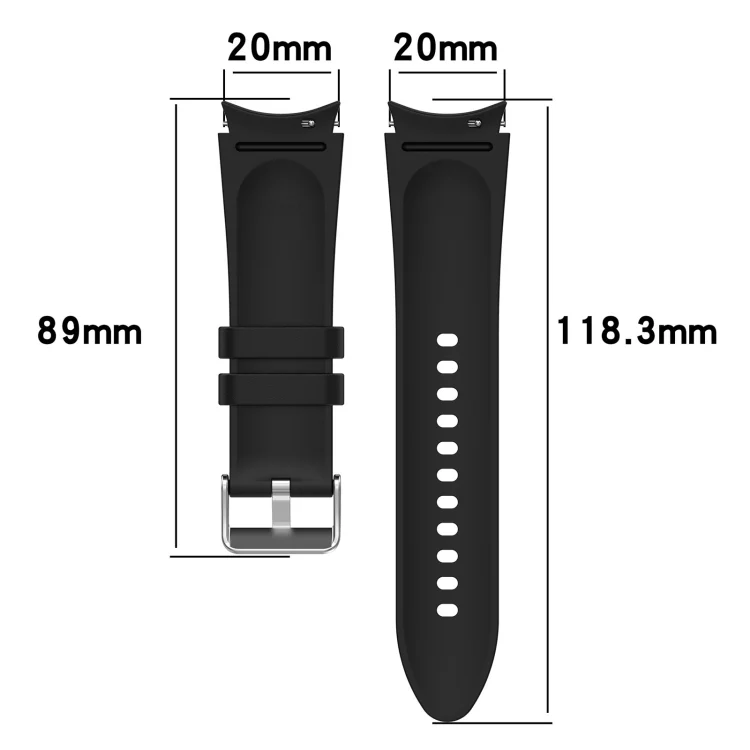 EDA003924401_B3.webp For Samsung Galaxy Watch5 44mm / 40mm Silicone Leather Silver Buckle Watch Band - Image 4