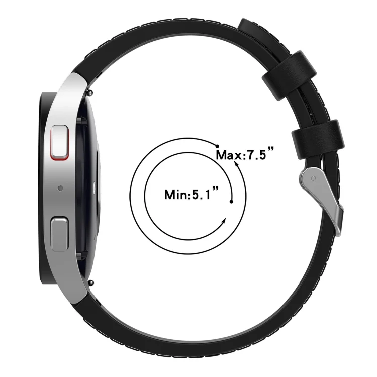 EDA003924401_B4.webp For Samsung Galaxy Watch5 44mm / 40mm Silicone Leather Silver Buckle Watch Band - Image 5