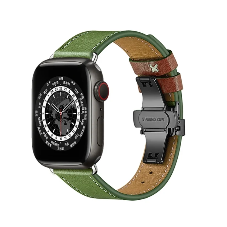 Butterfly Buckle Genuine Leather Watch Band