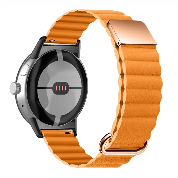 Reverse Buckle Magnetic Genuine Leather Watch Band