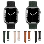 Rhombus Pattern Genuine Leather Watch Band For Apple Watch Series 8&7 41mm / SE 2&6&SE&5&4 40mm / 3&2&1 38mm - Image 2