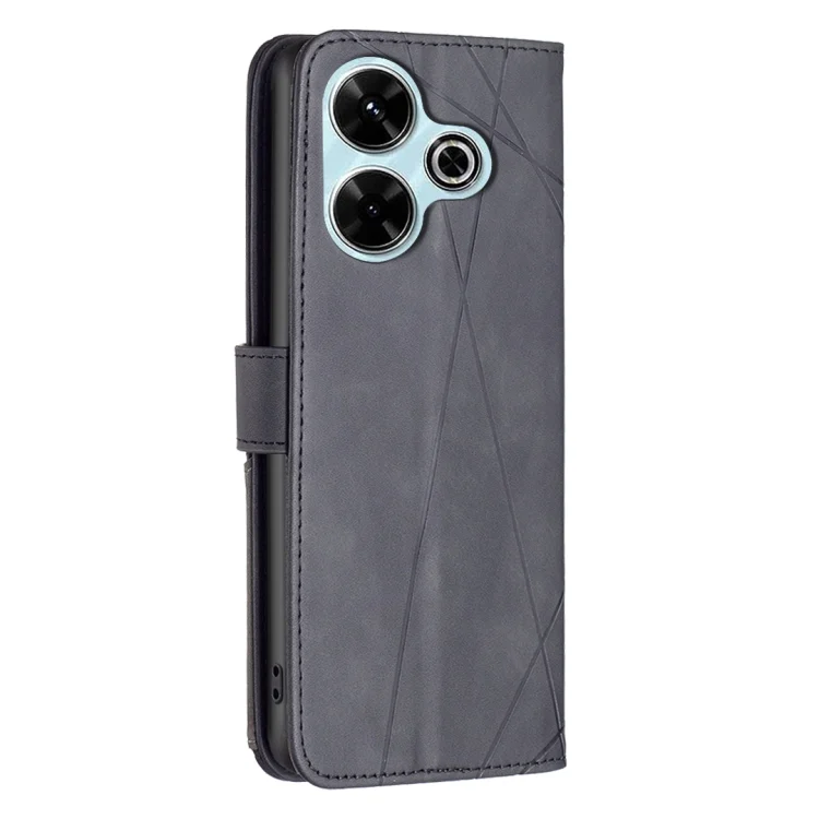 EDA004275617A_2.webp Magnetic Buckle Rhombus Texture Leather Phone Case, For Xiaomi Poco M6 4G / Redmi 13 4G, For Xiaomi Redmi Note 13 Pro 4G Global, For Xiaomi Poco M6 Pro 4G - Image 3