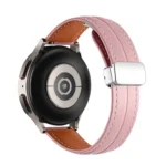 Folding Buckle Grooved Genuine Leather Watch Band, Silver Buckle - Image 6
