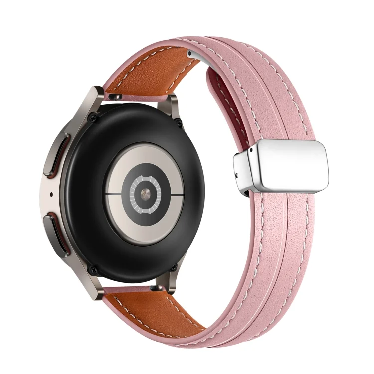 EDA004302301A_1.webp Folding Buckle Grooved Genuine Leather Watch Band, Silver Buckle - Image 6