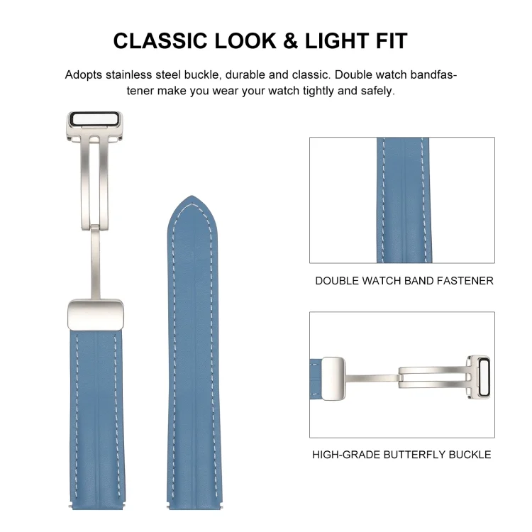 EDA004302301_B3.webp Folding Buckle Grooved Genuine Leather Watch Band, Silver Buckle - Image 4