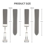 Folding Buckle Grooved Genuine Leather Watch Band, Silver Buckle - Image 5