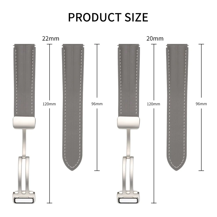 EDA004302301_B4.webp Folding Buckle Grooved Genuine Leather Watch Band, Silver Buckle - Image 5