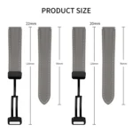 Folding Buckle Grooved Genuine Leather Watch Band, Black Buckle - Image 5