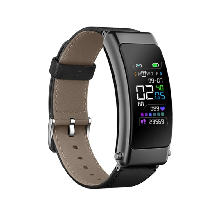 EDA004335601A_1.webp K50+ 0.96 inch Leather Band Earphone Detachable Life Waterproof Smart Watch Support Bluetooth Call - Image 14
