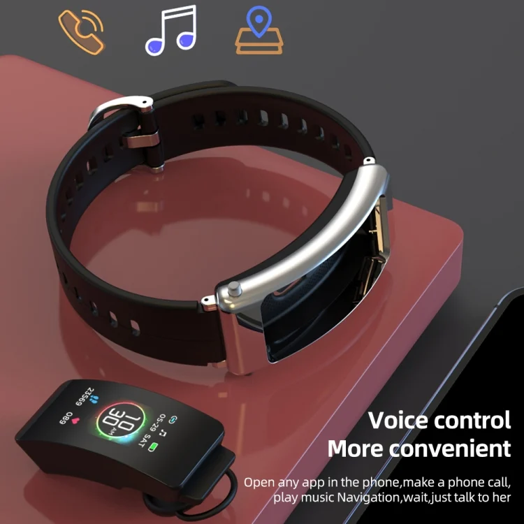 EDA004335601_B6.webp K50+ 0.96 inch Leather Band Earphone Detachable Life Waterproof Smart Watch Support Bluetooth Call - Image 7