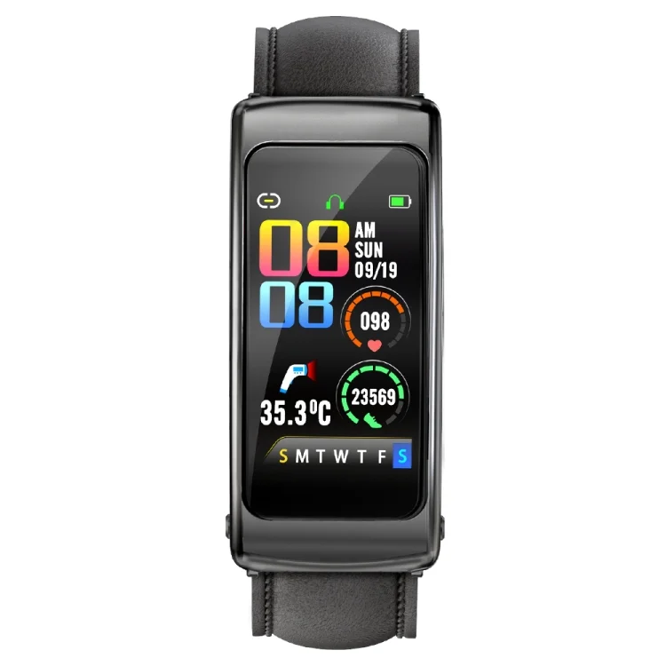 EDA004336801A_2.webp K20 1.14 inch Leather Band Earphone Detachable Life Waterproof Smart Watch Support Bluetooth Call - Image 15