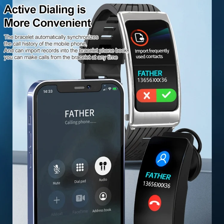 EDA004336801_B3.webp K20 1.14 inch Leather Band Earphone Detachable Life Waterproof Smart Watch Support Bluetooth Call - Image 4
