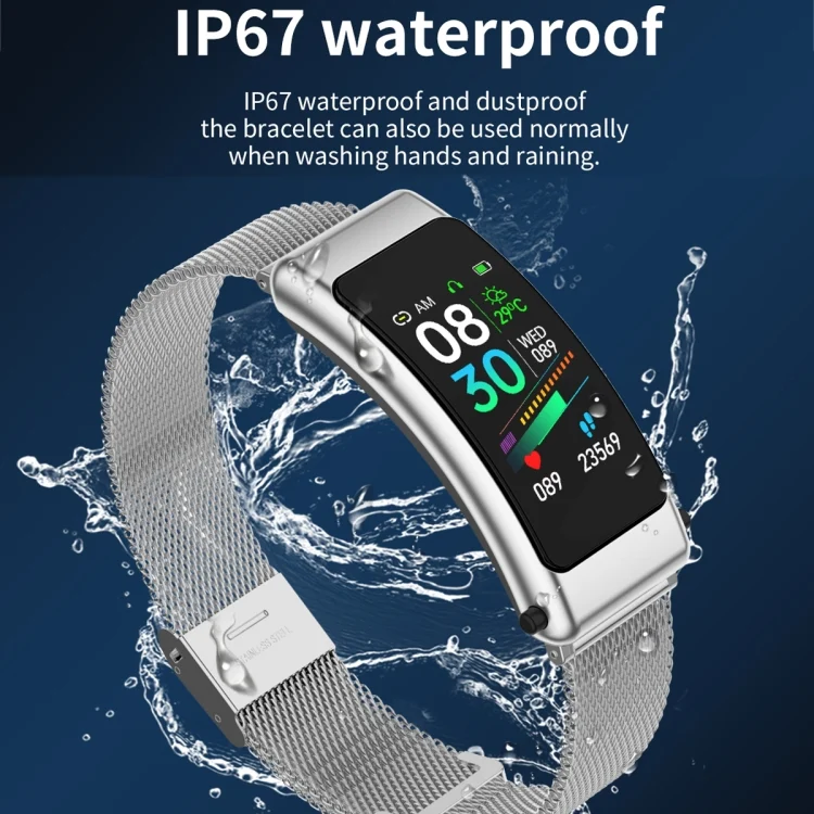 EDA004337101_B12.webp K50 1.08 inch Steel Band Earphone Detachable IP67 Waterproof Smart Watch Support Bluetooth Call - Image 13