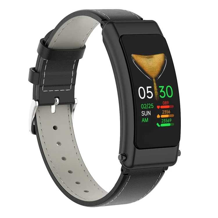 EDA004337601A_1.webp K50 1.08 inch Leather Band Earphone Detachable IP67 Waterproof Smart Watch Support Bluetooth Call - Image 15