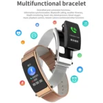 K50 1.08 inch Leather Band Earphone Detachable IP67 Waterproof Smart Watch Support Bluetooth Call - Image 2
