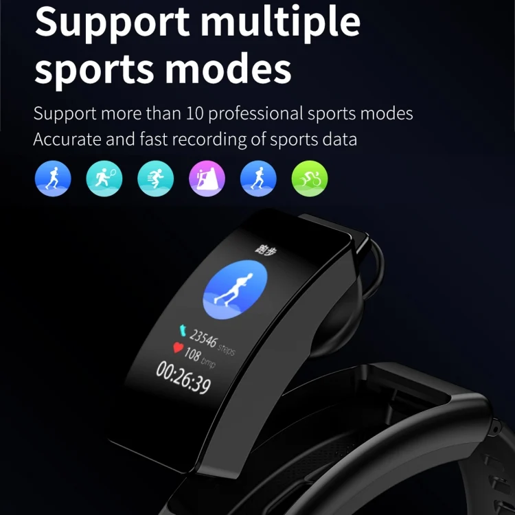 EDA004337601_B10.webp K50 1.08 inch Leather Band Earphone Detachable IP67 Waterproof Smart Watch Support Bluetooth Call - Image 11