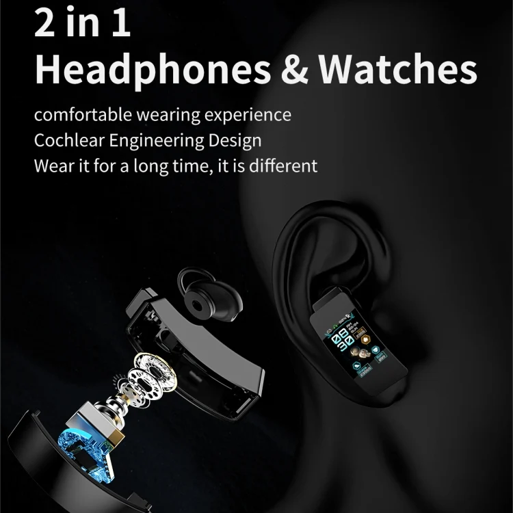 EDA004337601_B6.webp K50 1.08 inch Leather Band Earphone Detachable IP67 Waterproof Smart Watch Support Bluetooth Call - Image 7