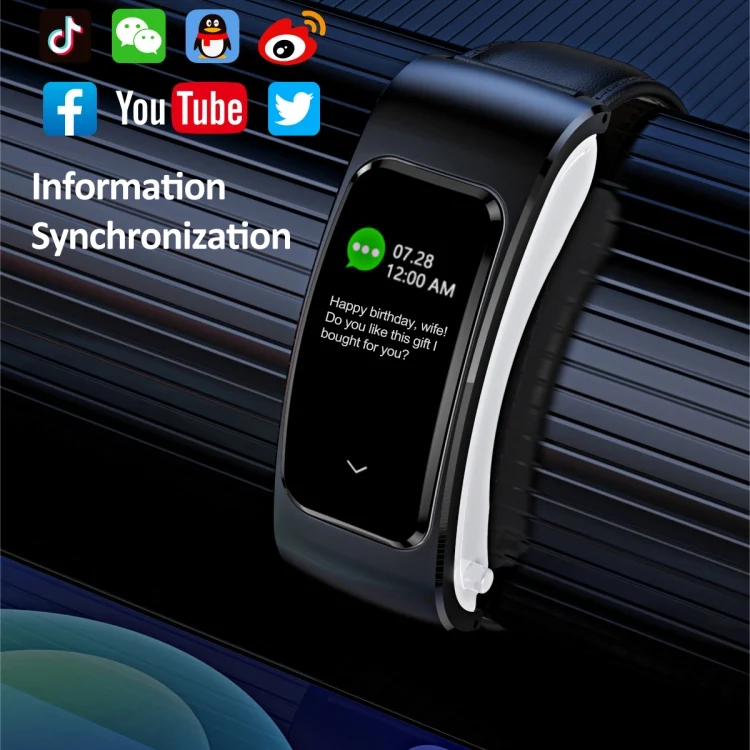 EDA004341001_B6.webp K60 1.08 inch Leather Band Earphone Detachable Life Waterproof Smart Watch Support Bluetooth Call - Image 7