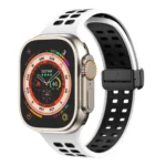 Magnetic Fold Clasp Square Holes Silicone Watch Band