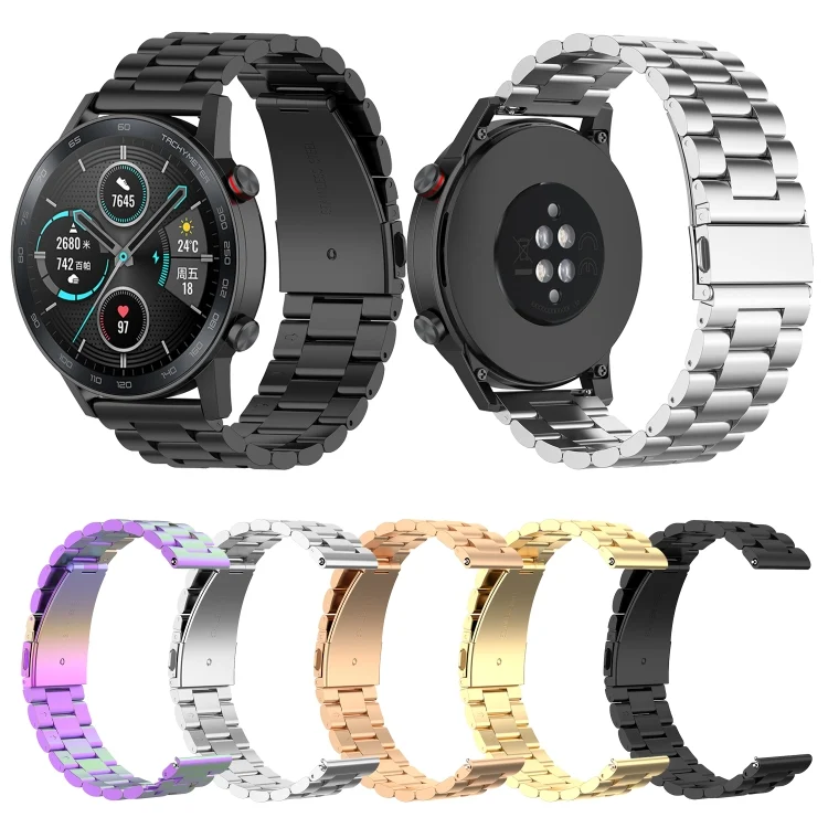 EDA004470001_B2.webp 22mm Three Bead Stainless Steel Metal Watch Band - Image 3