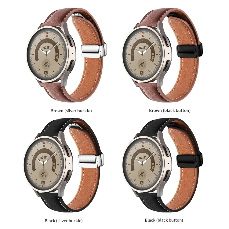 EDA004488801_B1.webp Folding Buckle Plain Weave Genuine Leather Watch Band - Image 2