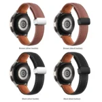 Folding Buckle Plain Weave Genuine Leather Watch Band - Image 3