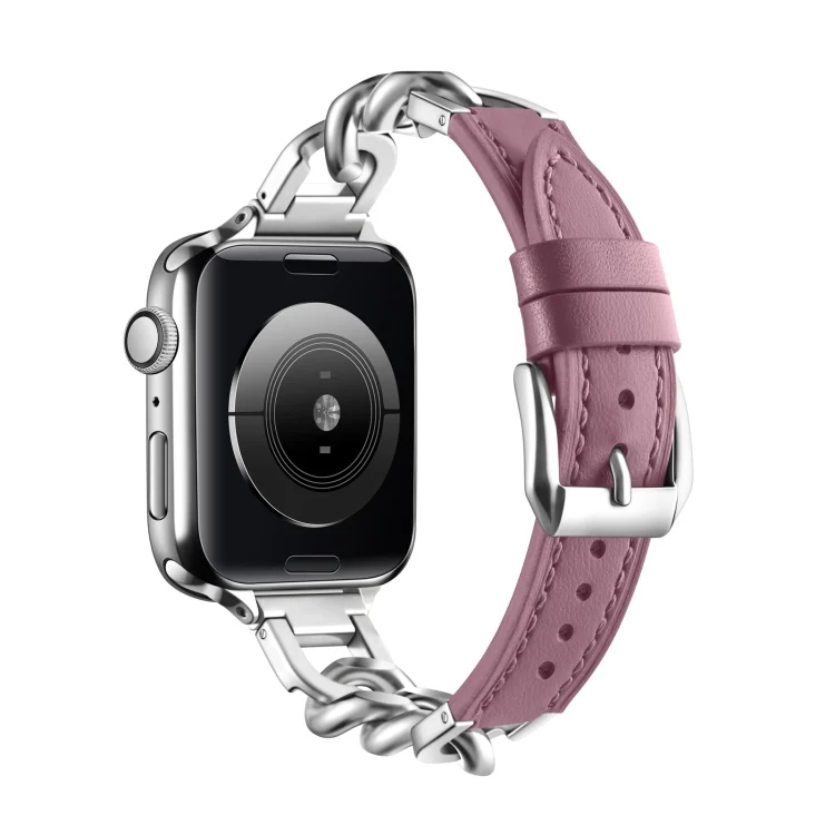Chain Genuine Leather Watch Band For Apple Watch Ultra 49mm / Series 8&7 45mm / SE 2&6&SE&5&4 44mm / 3&2&1 42mm