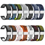 Double-row Hole Folding Silver Buckle Two-color Silicone Watch Band - Image 2