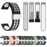 Double-row Hole Folding Silver Buckle Two-color Silicone Watch Band - Image 3