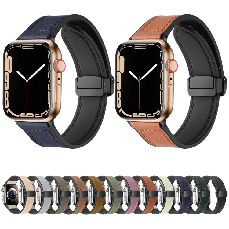 EDA004523702_B1.webp Magnetic Folding Silicone Leather Watch Band For Apple Watch Ultra 49mm / Series 8&7 45mm / SE 2&6&SE&5&4 44mm / 3&2&1 42mm, For Apple Watch Ultra 49mm - Image 2