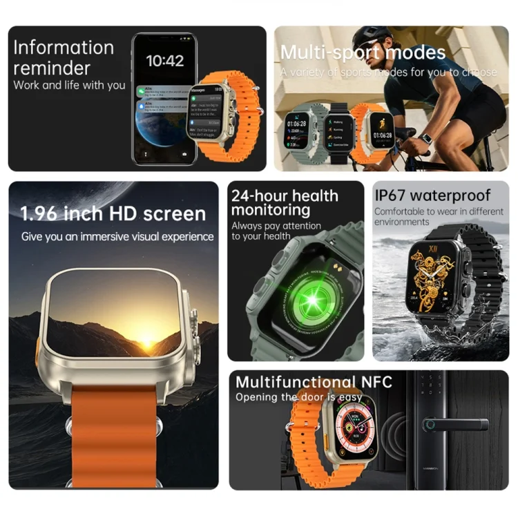 EDA004548201_B6.webp N22 2 in 1 1.96 inch HD Display Sport Bluetooth Call Earphone Smart Watch - Image 7