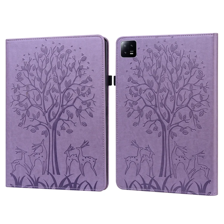 Tree & Deer Embossed Leather Tablet Case, For Xiaomi Pad 6 / Pad 6 Pro