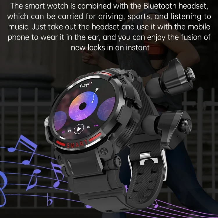 EDA004580301_B7.webp OVISEN GT100 1.39 inch TFT Screen 2 in 1 Bluetooth Headset Smart Watch, Support Blood Oxygen Monitoring/Bluetooth Music - Image 8