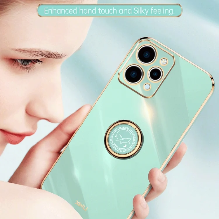 EDA004602003A_3.webp XINLI Straight Edge 6D Electroplate TPU Phone Case with Ring Holder, For Xiaomi Redmi 12 4G, For Xiaomi Redmi Note 12S 4G - Image 4