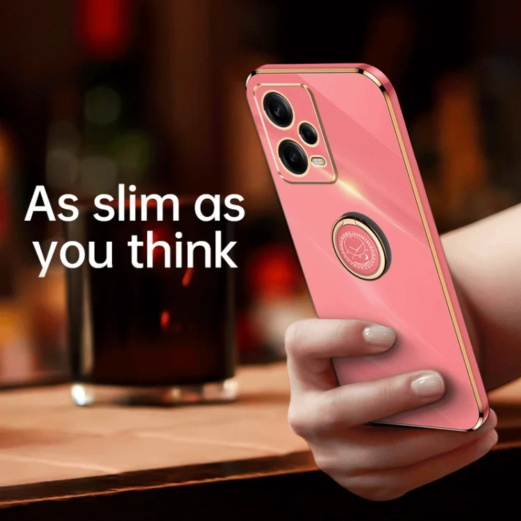 EDA004602004A_1.webp XINLI Straight Edge 6D Electroplate TPU Phone Case with Ring Holder, For Xiaomi Redmi Note 12 5G Global - Image 2