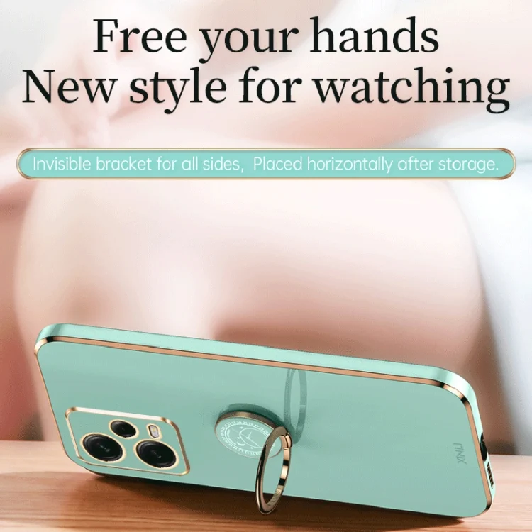 EDA004602004A_4.webp XINLI Straight Edge 6D Electroplate TPU Phone Case with Ring Holder, For Xiaomi Redmi Note 12 5G Global - Image 5