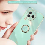 XINLI Straight Edge 6D Electroplate TPU Phone Case with Ring Holder, For Xiaomi Civi 3 5G, For Xiaomi Poco C55 4G - Image 4