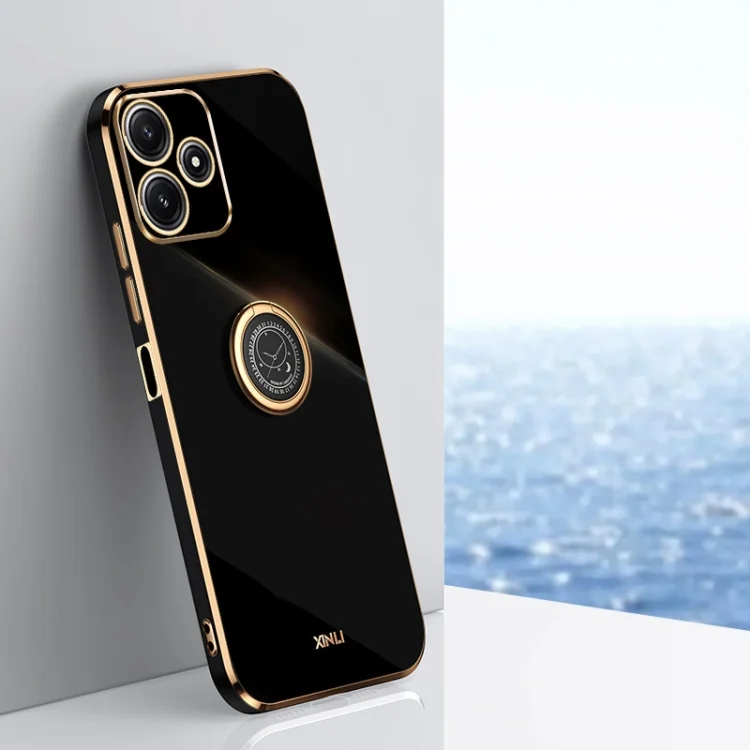 XINLI Straight Edge 6D Electroplate TPU Phone Case with Ring Holder, For Xiaomi Redmi Note 12R, For Xiaomi Redmi K70