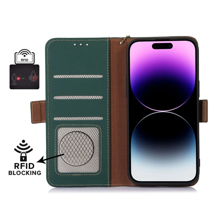 EDA004610102A_3.webp Genuine Leather Magnetic RFID Leather Phone Case, For Xiaomi Redmi 12, For Xiaomi Redmi Note 12 Turbo / POCO F5 - Image 4