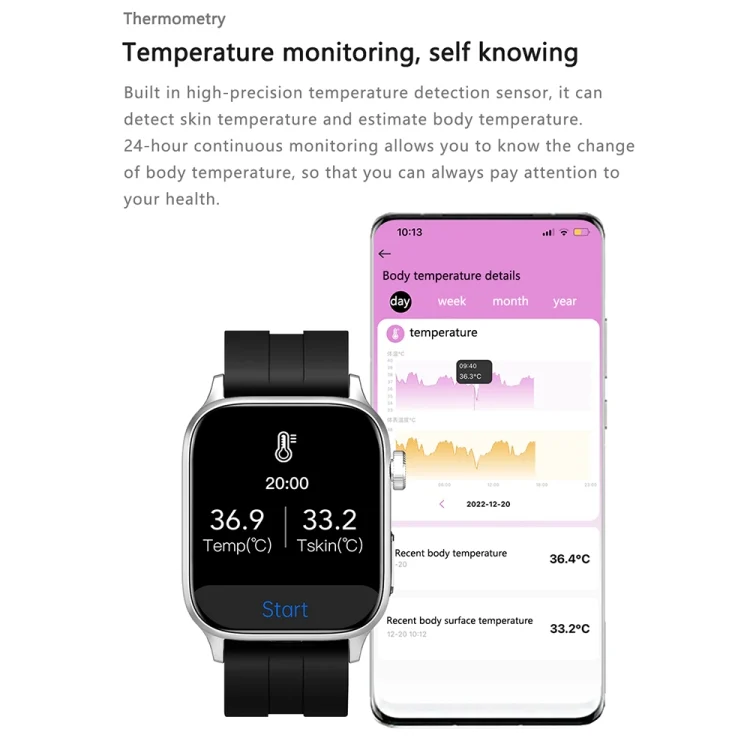 EDA0046254_B3.webp GT22 1.85 inch TFT Screen Leather Band Health Smart Watch, Support Bluetooth Call / Plateau Blood Oxygen / Body Temperature / Arrhythmia / TI Heart Rate Monitoring - Image 4