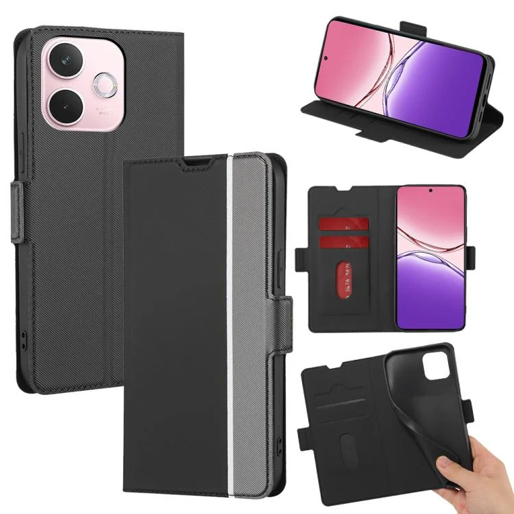 Twill Texture Side Button Leather Phone Case, For OPPO A5 Pro 5G Global, For OPPO A3 5G India, For OPPO Reno12 F 5G, For OPPO A3 Pro 5G India, For OPPO Reno12 Pro 5G Global, For OPPO Reno12 5G Global