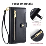 Sheep Texture Cross-body Zipper Wallet Leather Phone Case, For Xiaomi Redmi Note 13 Pro+ 5G, For Xiaomi Redmi Note 13 Pro 5G, For Xiaomi Redmi K60 Ultra - Image 3