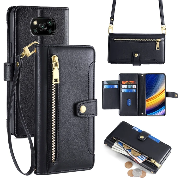 Sheep Texture Cross-body Zipper Wallet Leather Phone Case, For Xiaomi Poco X3 NFC / X3 / X3 Pro, For Xiaomi Mi 11 Lite