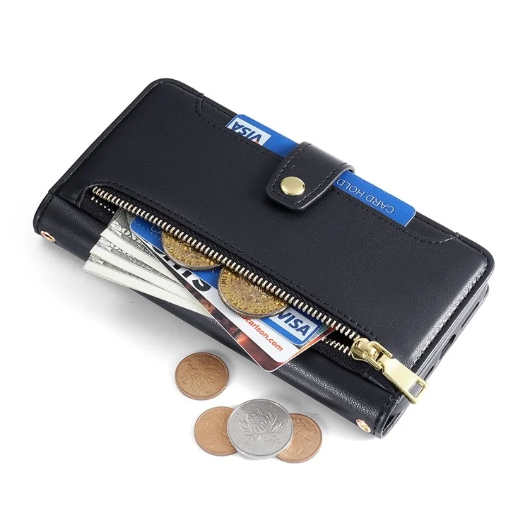 EDA004653823A_4.webp Sheep Texture Cross-body Zipper Wallet Leather Phone Case, For Xiaomi Redmi Note 13 4G, For Xiaomi Redmi Note 13R Pro 5G, For Xiaomi Redmi Note 13 5G - Image 5