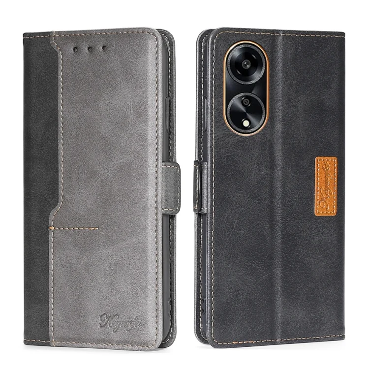 Contrast Color Side Buckle Leather Phone Case, For OPPO A1 5G