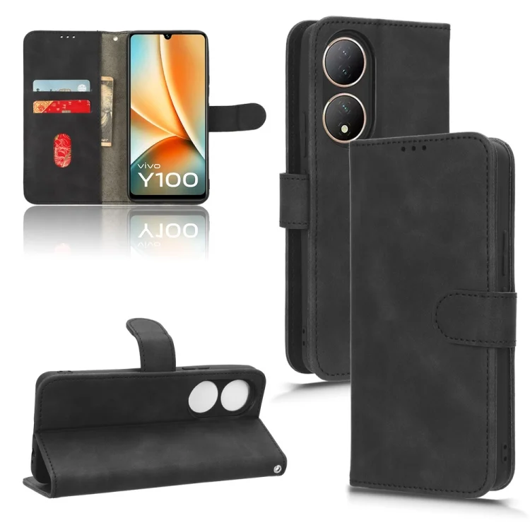 Skin Feel Magnetic Flip Leather Phone Case, For vivo Y100 5G