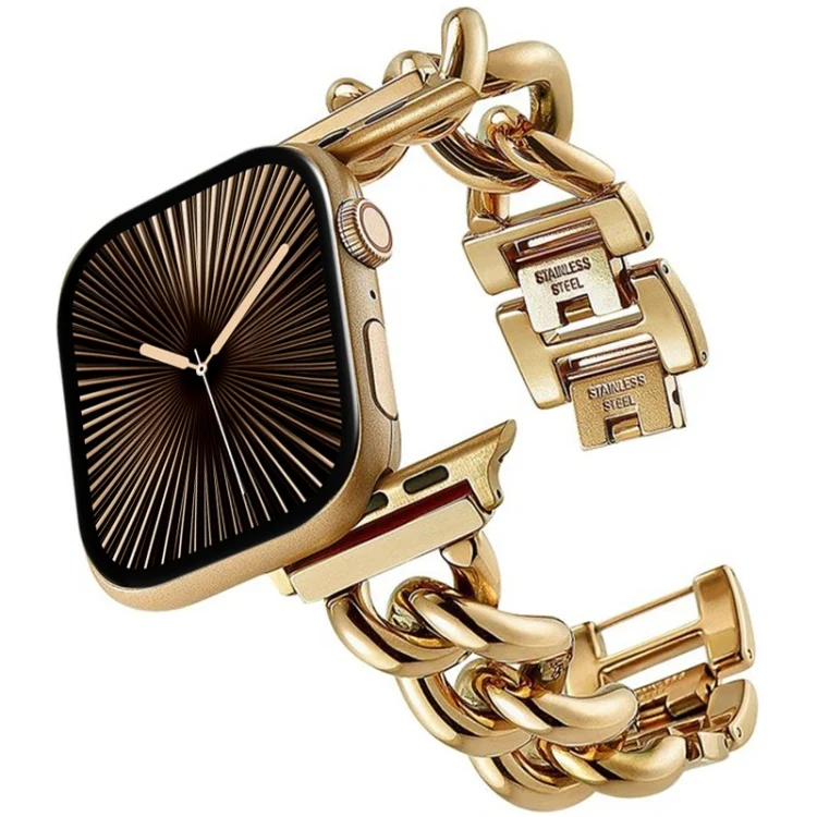 Big Denim Chain Metal Watch Band, For Apple Watch Series 10 46mm, For Apple Watch Series 10 42mm, For Apple Watch SE 2023 44mm, For Apple Watch SE 2023 40mm, For Apple Watch Ultra 2 49mm